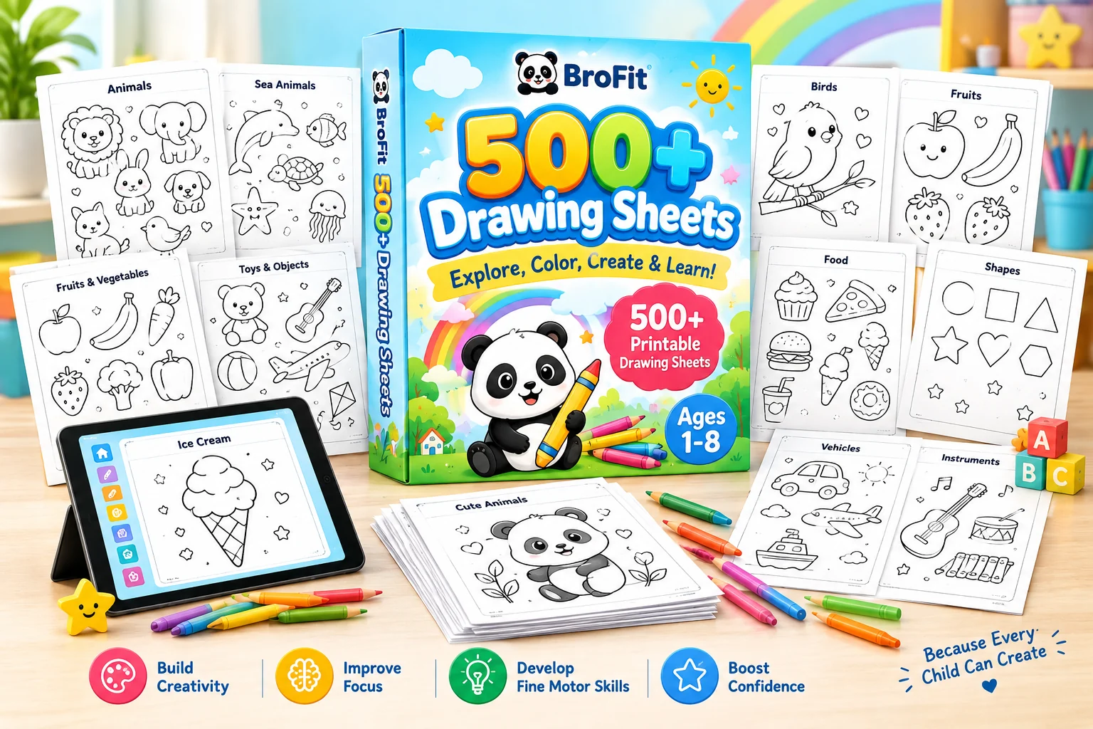 500+ Drawing Sheets bonus cover and activity previews